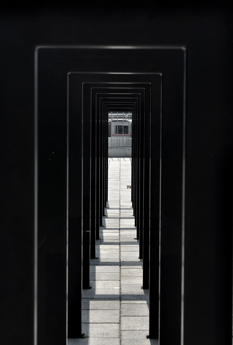 Hd Wallpaper Gray Hallway Black Dark Indoors Modern Passage Urban White Wallpaper Flare