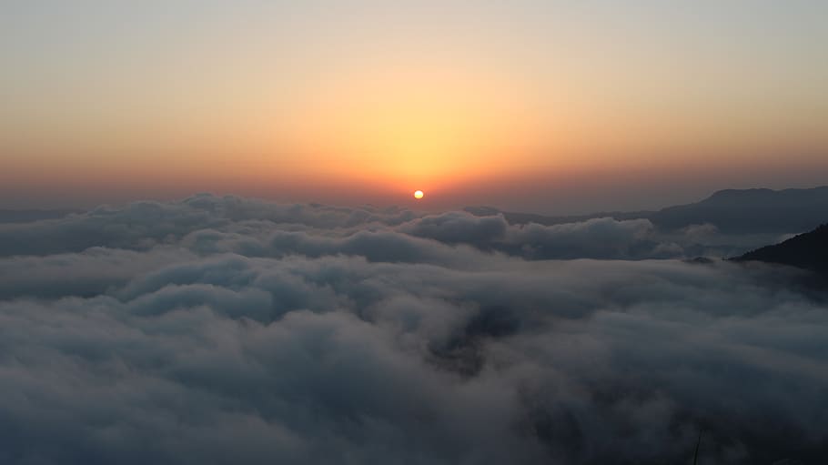cloud, sky, cloud sea, sunrise, mountain, cloud - sky, beauty in nature HD wallpaper