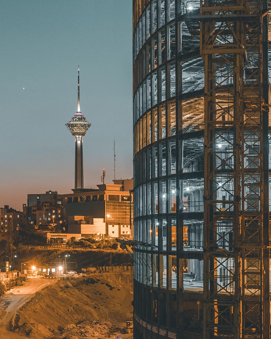 landscape photo of brown tower, iran, tehran, building, sheykh bahayi street, HD wallpaper