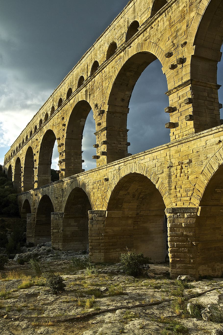 france, pont du gard, vers-pont-du-gard, aqueduct, romans, notabridge, HD wallpaper