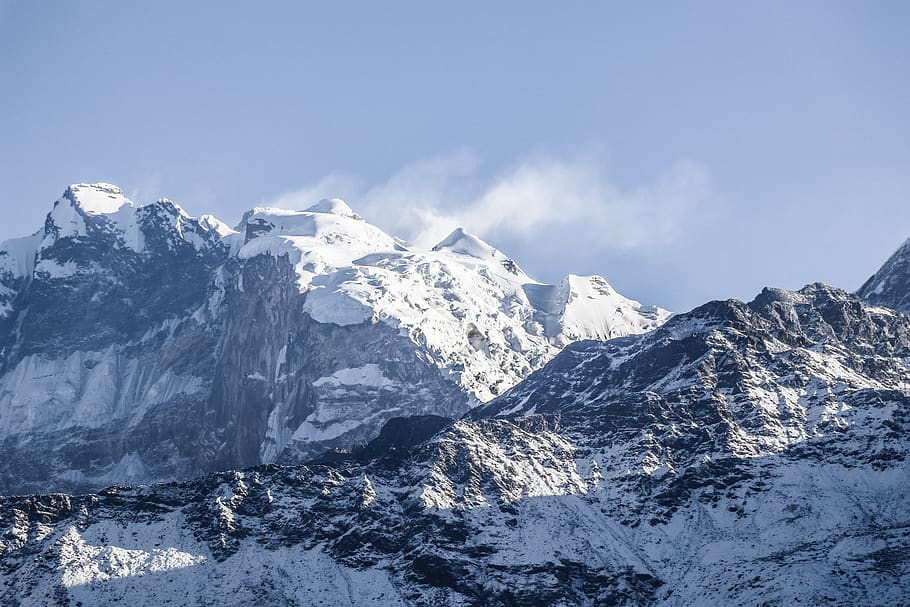 mountain, outdoors, nature, mountain range, ice, peak, glacier, HD wallpaper