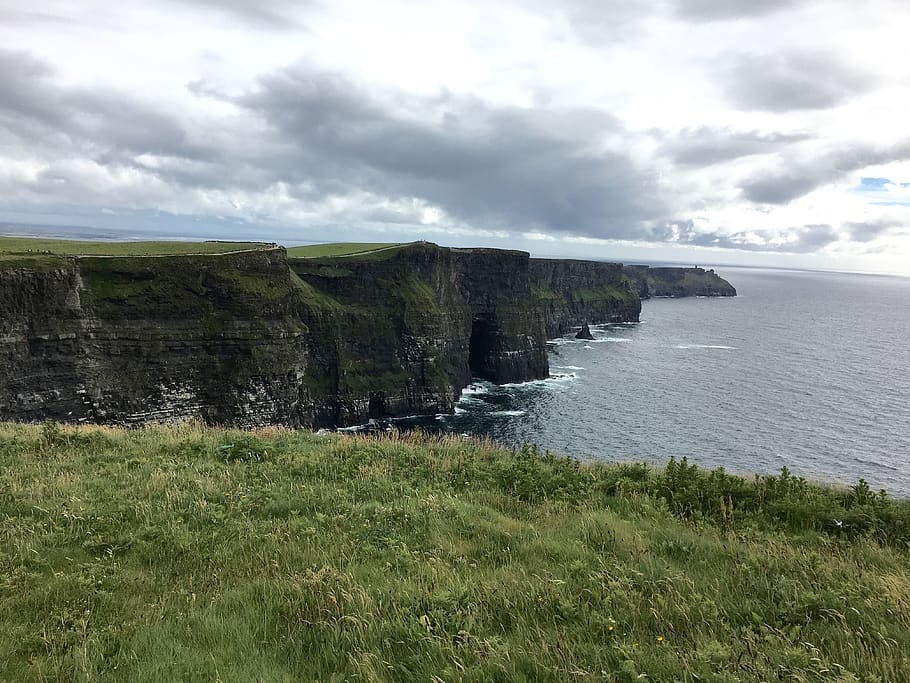 ireland, cliffs of moher, island, ocean, atlantic, landscape, HD wallpaper