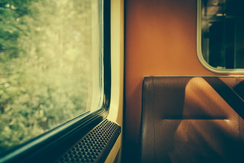 train, window, seat, landscape, speed, travel, mode of transportation HD wallpaper