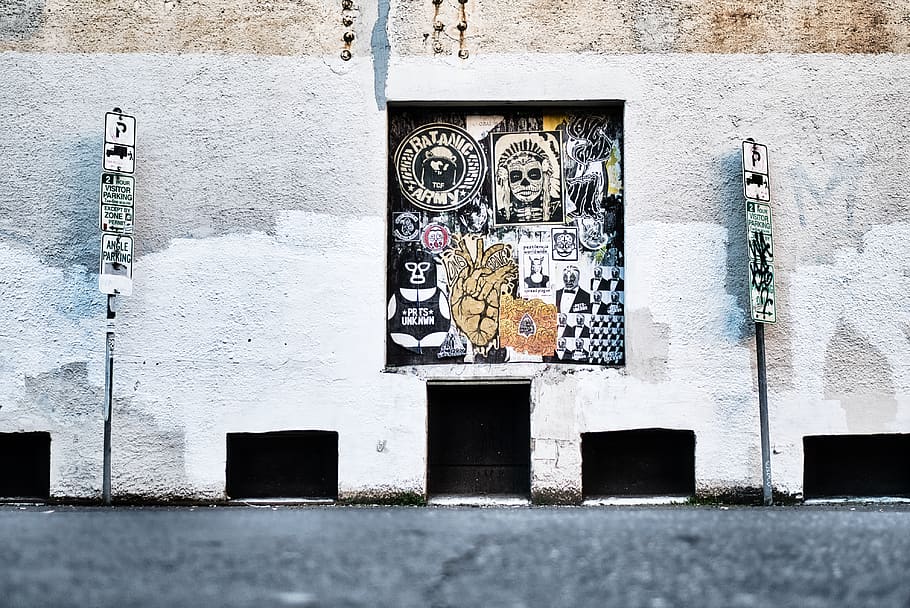 multicolored wall art, graffiti, door, mural, painting, street HD wallpaper