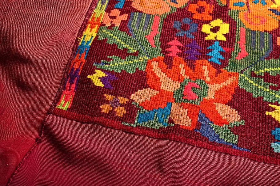 embroidery, flower, fabric, pattern, design, stitch, thread, HD wallpaper