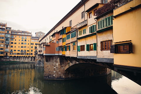 Old bridge over Arno river in Florence, Italy, arch, architecture HD wallpaper