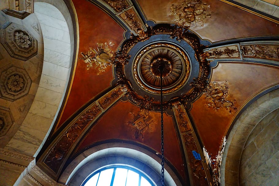 architecture, building, apse, arched, clock tower, vault ceiling HD wallpaper
