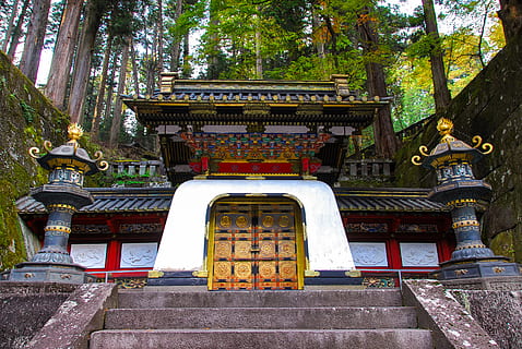japan, nikko, temple, travel, tourism, colourful, asia, trees HD wallpaper