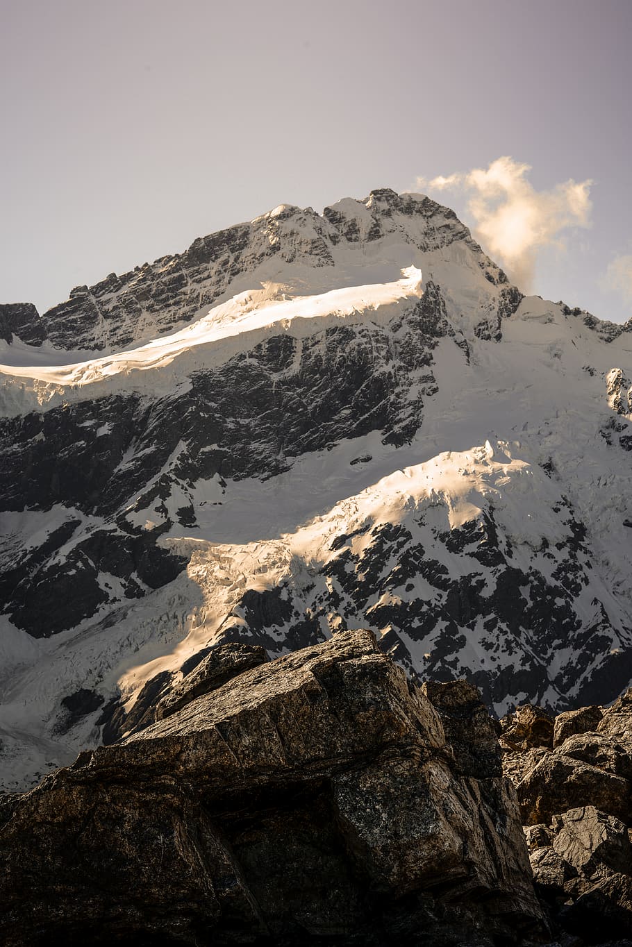 mountain covered snow during daytime, sky, scenics - nature, cold temperature HD wallpaper