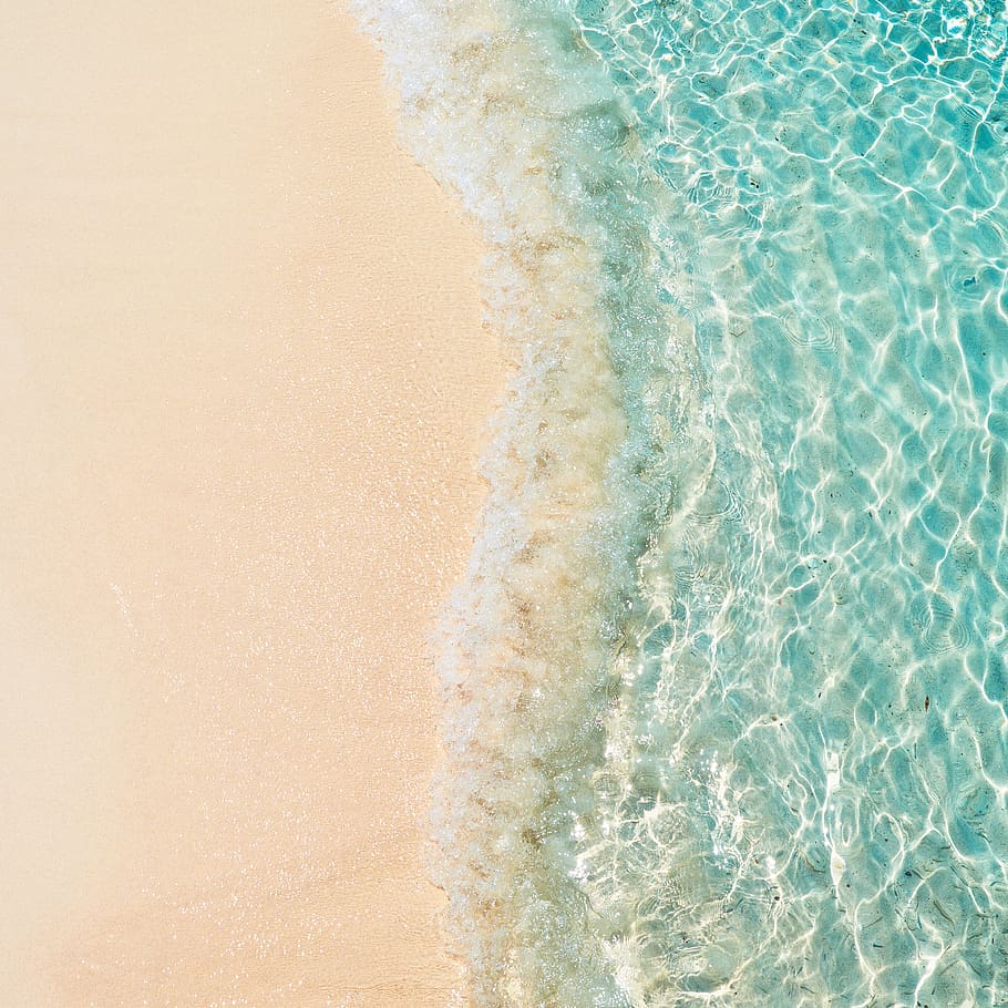 top-view photography of seashore, water, beach, land, sport, no people