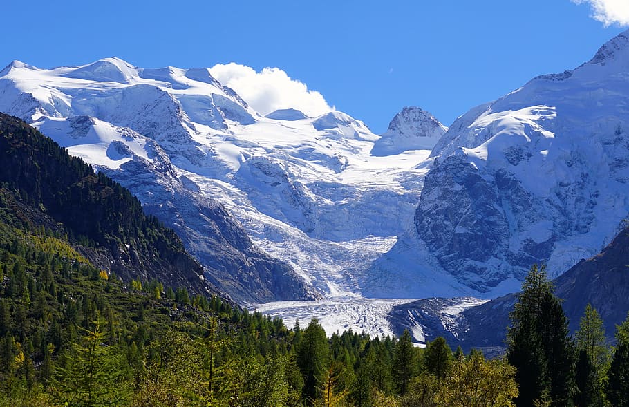 Scenic View of Mountains Against Clear Blue Sky, cold, landscape HD wallpaper