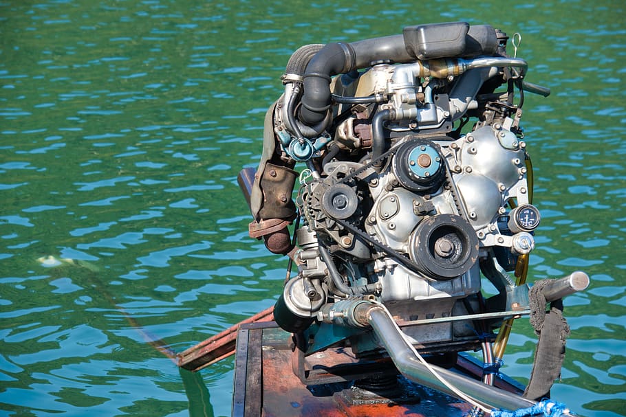 boat motor, longtail boat motor, thailand, water, fan belt