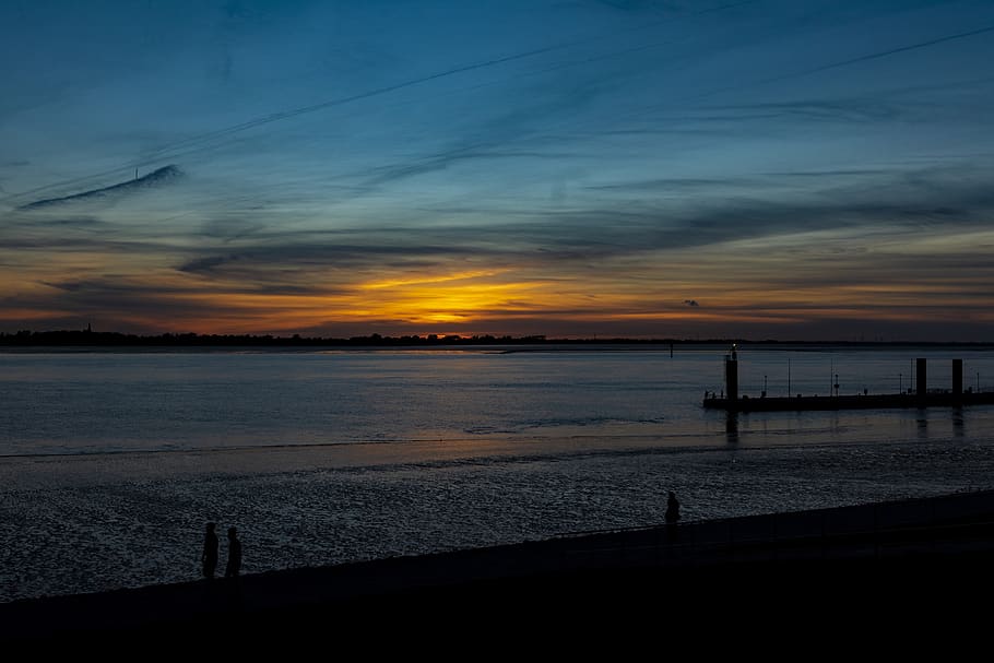 evening, sunset, nature, twilight, evening sky, mood, sea, landscape HD wallpaper