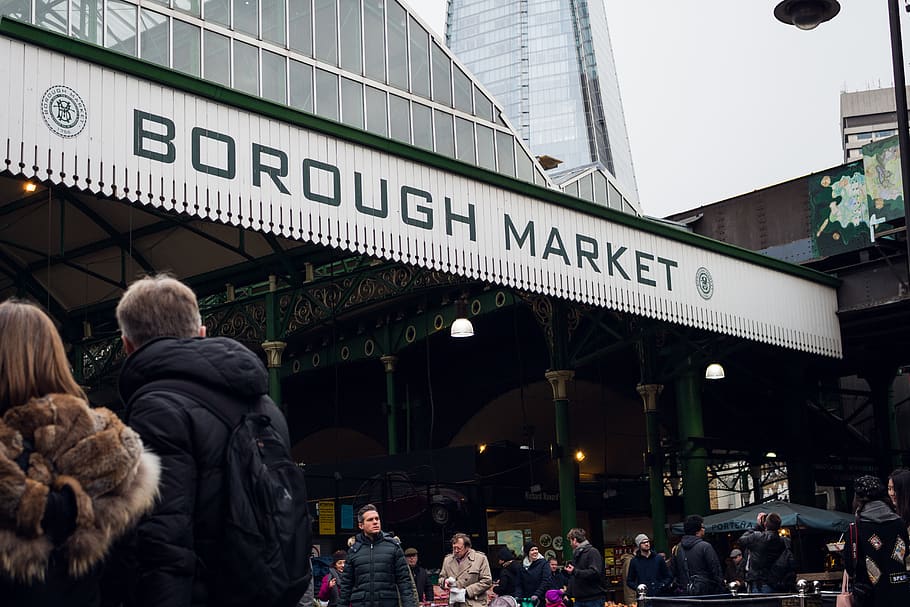 People on Borough Market, city, commerce, crowd, downtown, pavement HD wallpaper