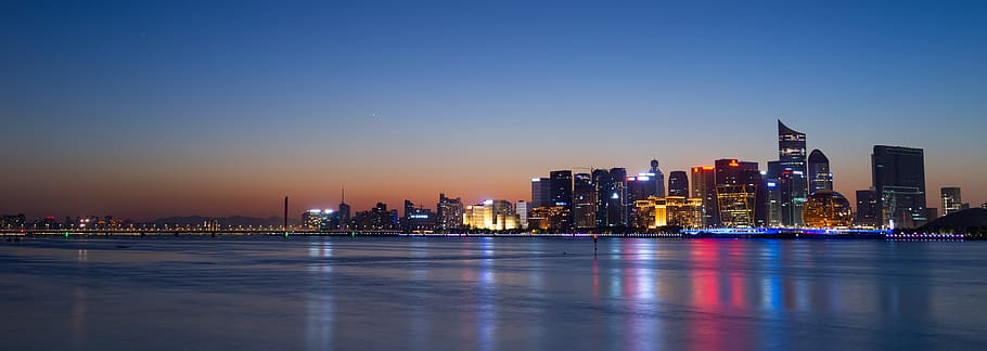 cityscape at night, urban, building, town, metropolis, high rise HD wallpaper