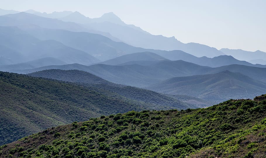 corsican, mountains, valleys, panorama, mediterranean, maquis HD wallpaper