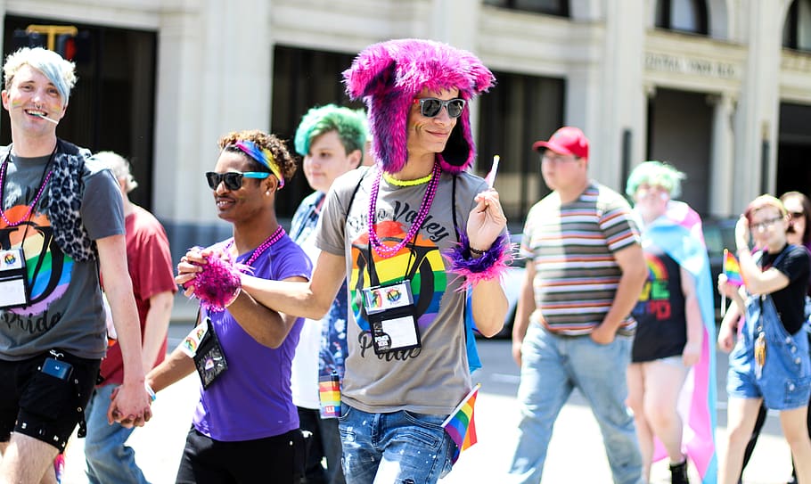 A Crowd in a Pride Parade, bright, celebration, colorful, colors, HD wallpaper