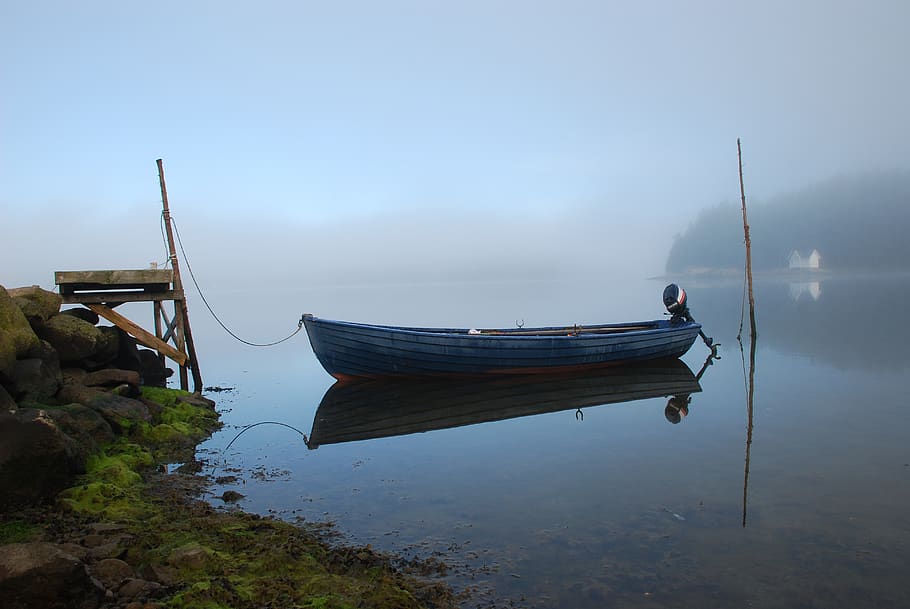 bohuslän, echo, morning, mist, fjord, stenbrygga, water, nautical vessel HD wallpaper