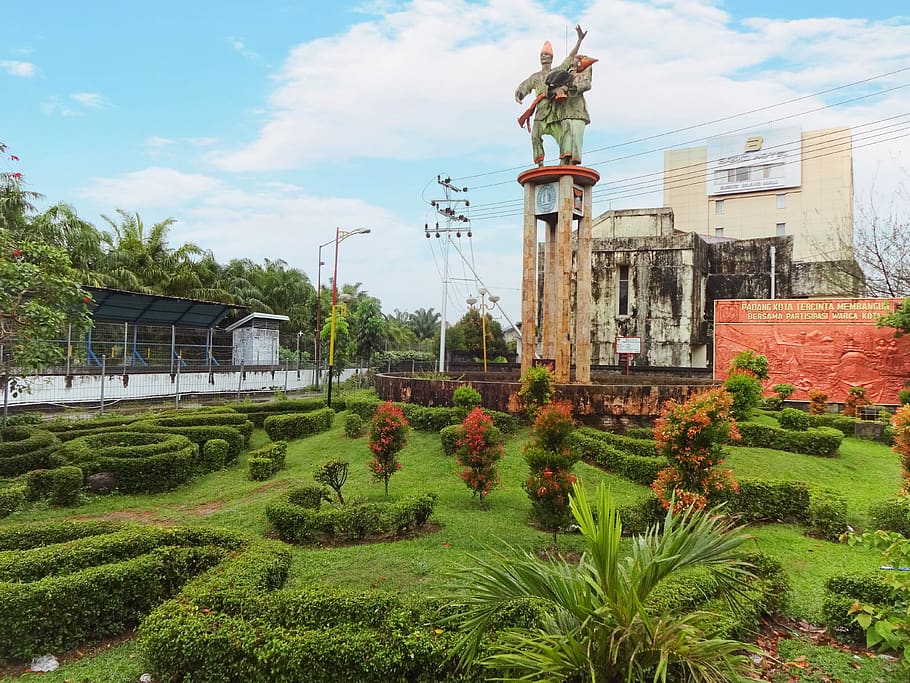 indonesia, padang, park, green, fresh, monument, plants, city, HD wallpaper