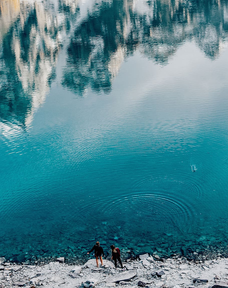 nature, water, reflection, rocks, ripples, stone, skipping HD wallpaper