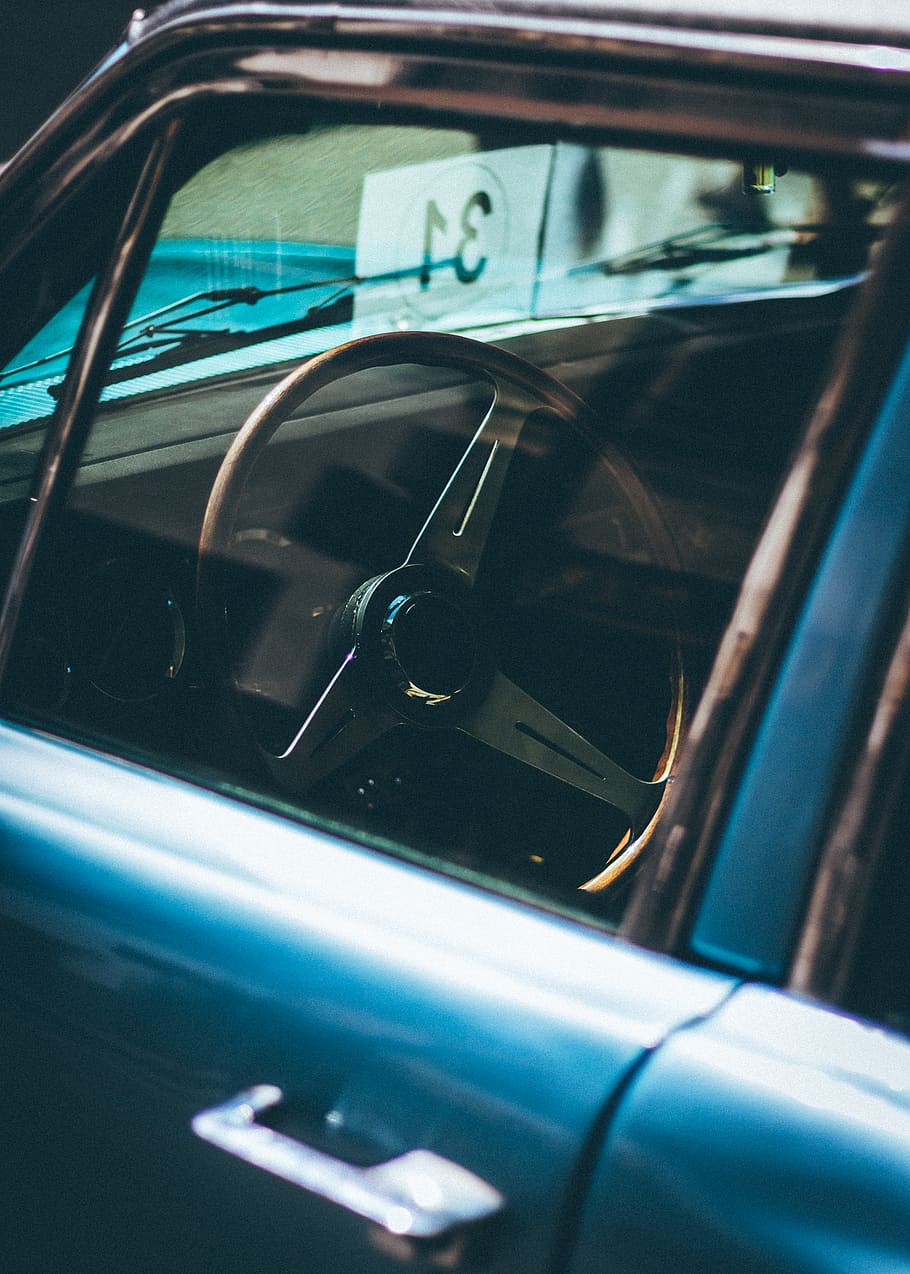 blue car, barcelona, spain, automobile, transportation, vehicle HD wallpaper