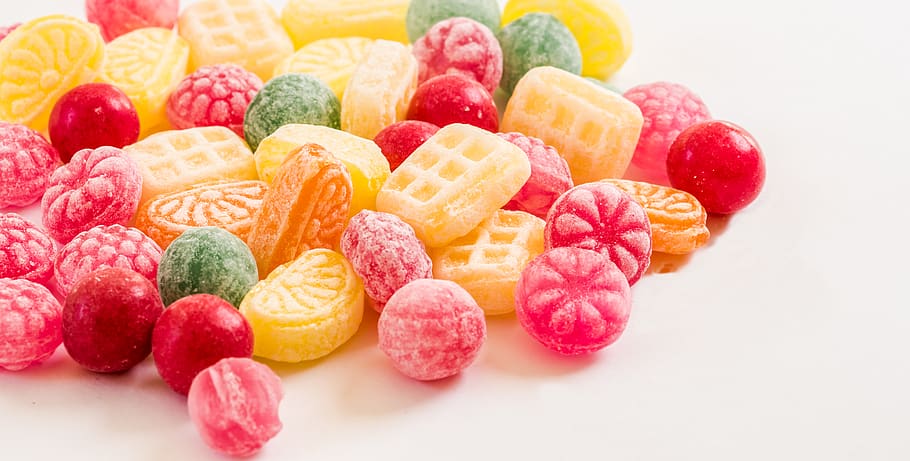 Fruit Candies, colorful, colourful, delicious, food, hard candy, HD wallpaper