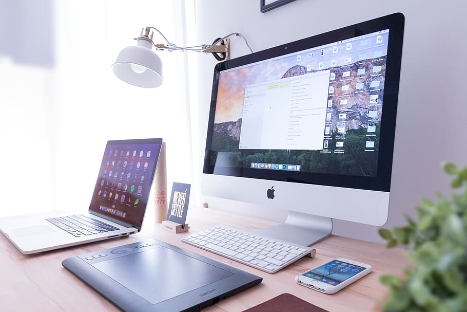 computer, keyboard, apple, laptop, mobile, phone, electronics HD wallpaper