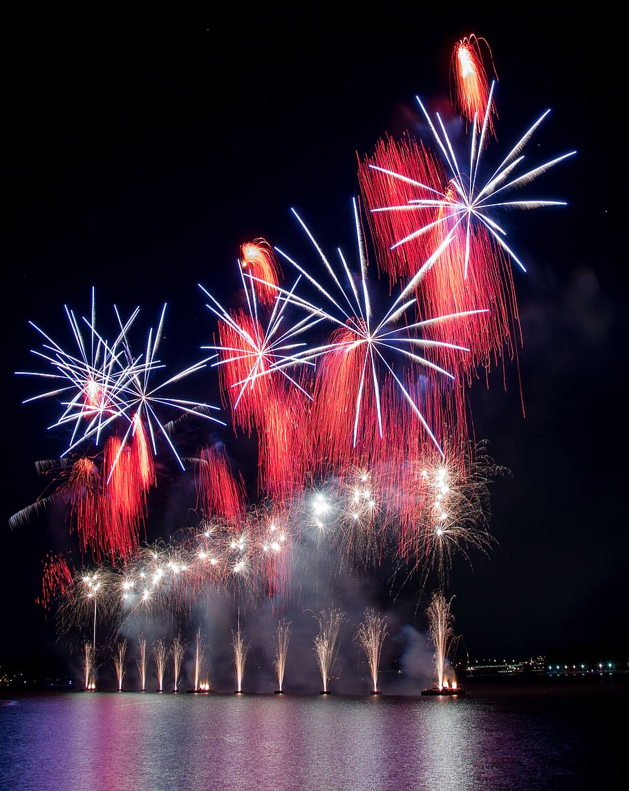 australia, canberra, night, illuminated, firework, celebration HD wallpaper