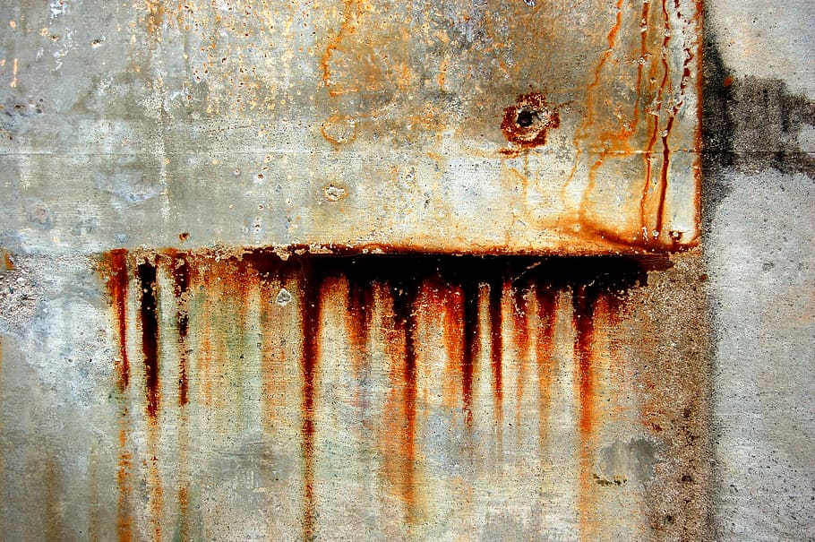 gray metal panel with rust, rusty, weathered, old, deterioration, HD wallpaper