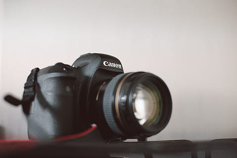 black Canon DSLR camera, electronics, digital camera, camera lens HD wallpaper