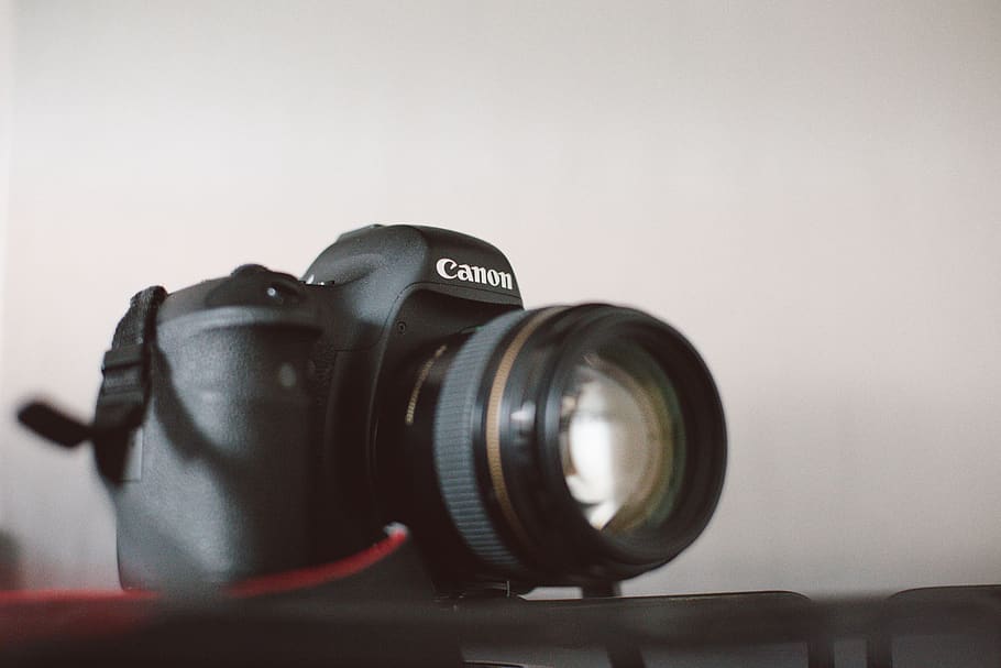 black Canon DSLR camera, electronics, digital camera, camera lens HD wallpaper