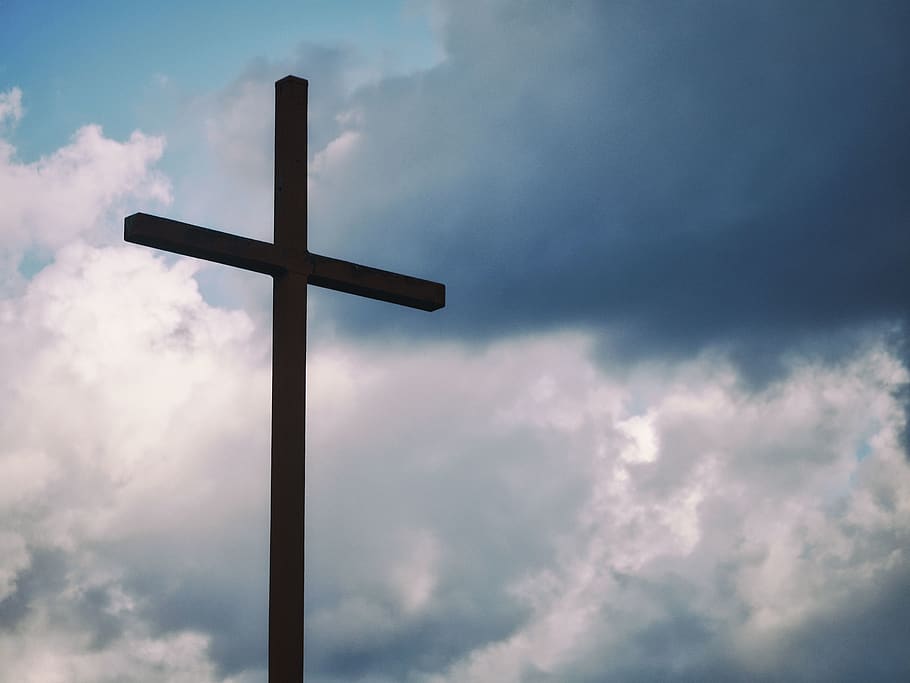 blue, sky, clouds, cross, religion, cloud - sky, spirituality HD wallpaper
