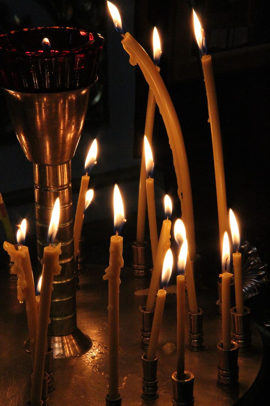candlestick, burning candles, fire, flame, fire - natural phenomenon HD wallpaper