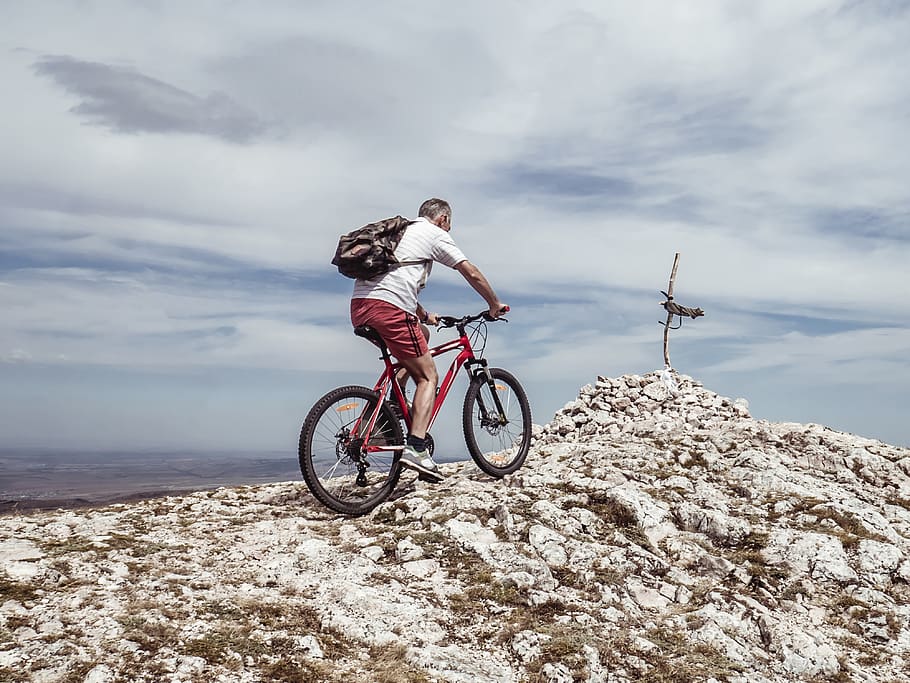 Man Riding Bicycle on Off-road, action, active, activity, adventure HD wallpaper
