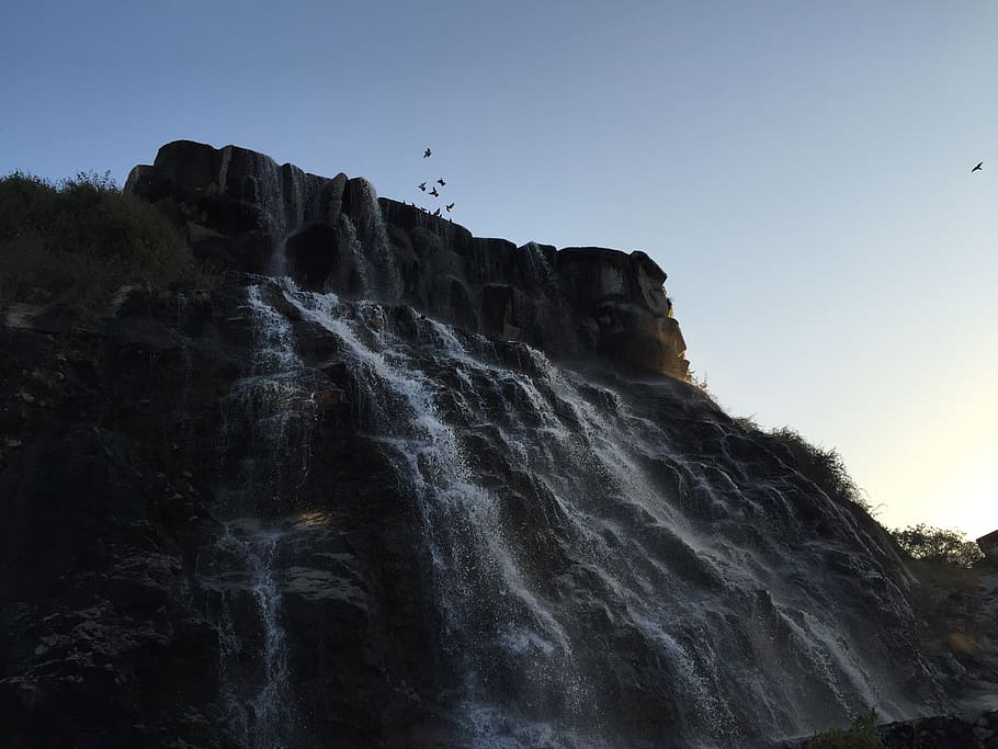 tokat, turkey, waterfall, rock, sky, motion, beauty in nature HD wallpaper
