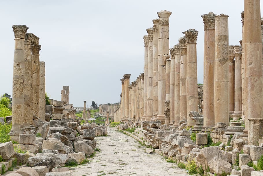 jordan, jerash, gerasa, ruin, antiquity, pillar, archaeology HD wallpaper