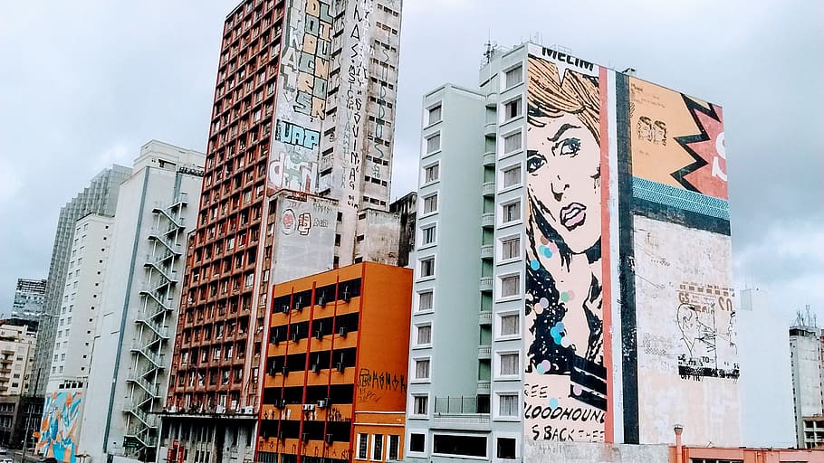 são paulo, brasil, luz, graphitt, prédios, grafite, building, HD wallpaper