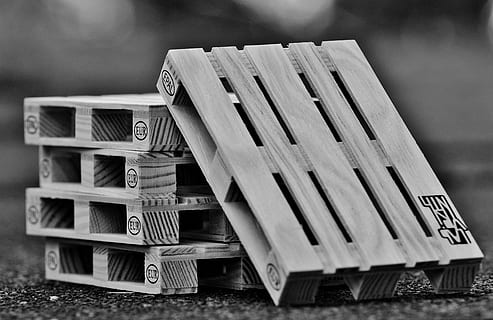 pallets, euro pallets, wood, stack, stacked, industry, logistics HD wallpaper