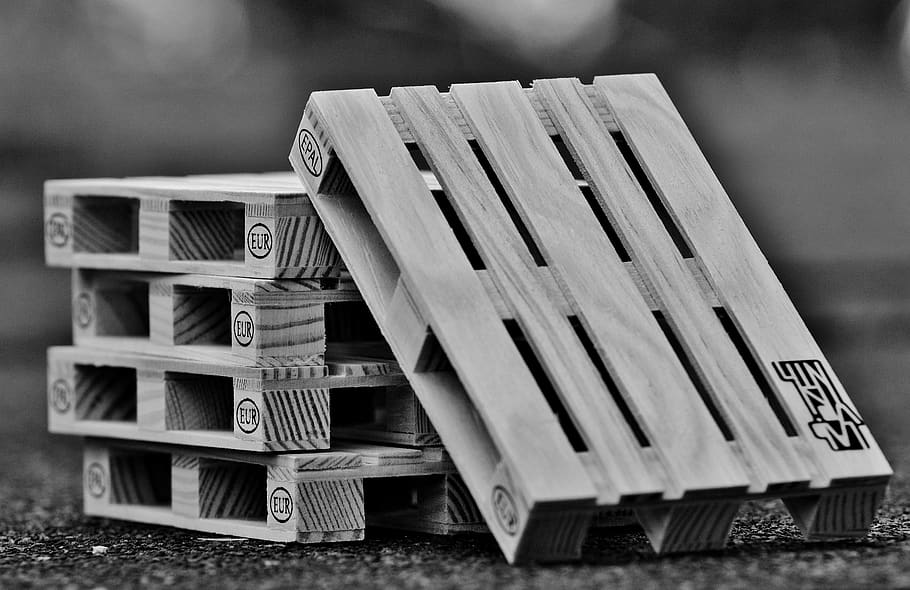 pallets, euro pallets, wood, stack, stacked, industry, logistics, HD wallpaper