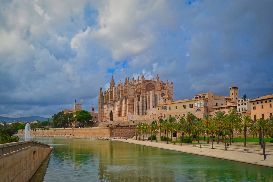 cathedral, palma, mallorca, architecture, spain, building, gothic, HD wallpaper