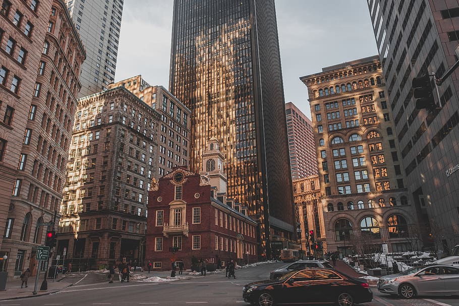 boston, light, reflection, buildings, architecture, old, new HD wallpaper