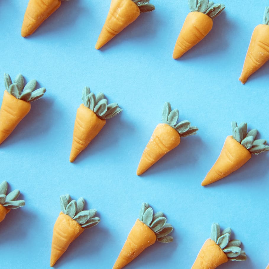 Orange Carrot Toy, artificial, background, blue, carrots, clay HD wallpaper