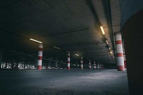Empty Basement Parking Lot, architecture, automobile, building HD wallpaper