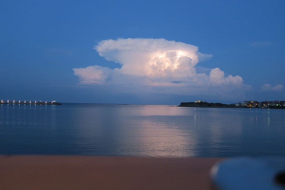 blue, sea, cloud, nature, sky, flash, water, cloud - sky, scenics - nature HD wallpaper