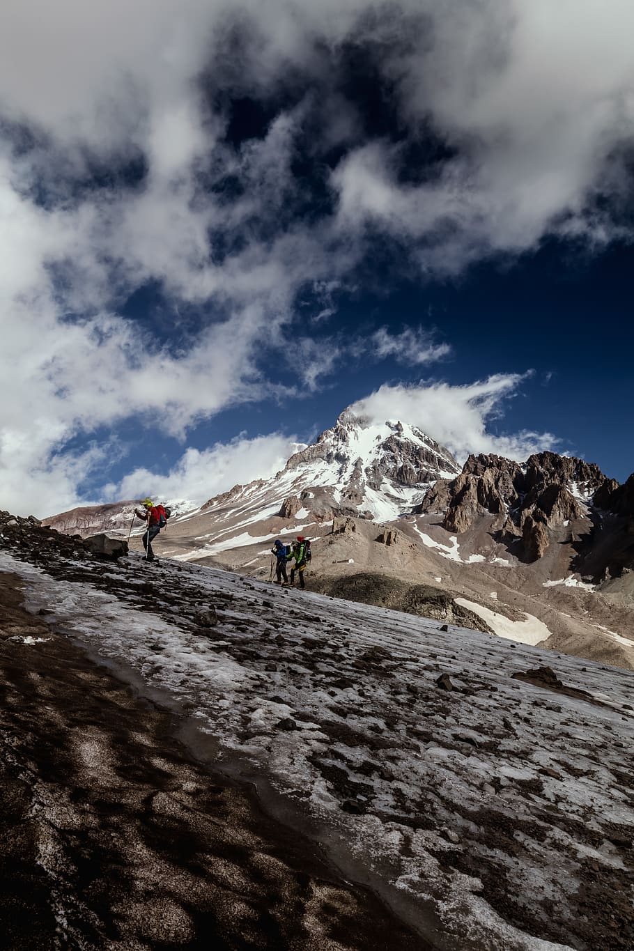 three people climbing on the table, cloud - sky, beauty in nature HD wallpaper