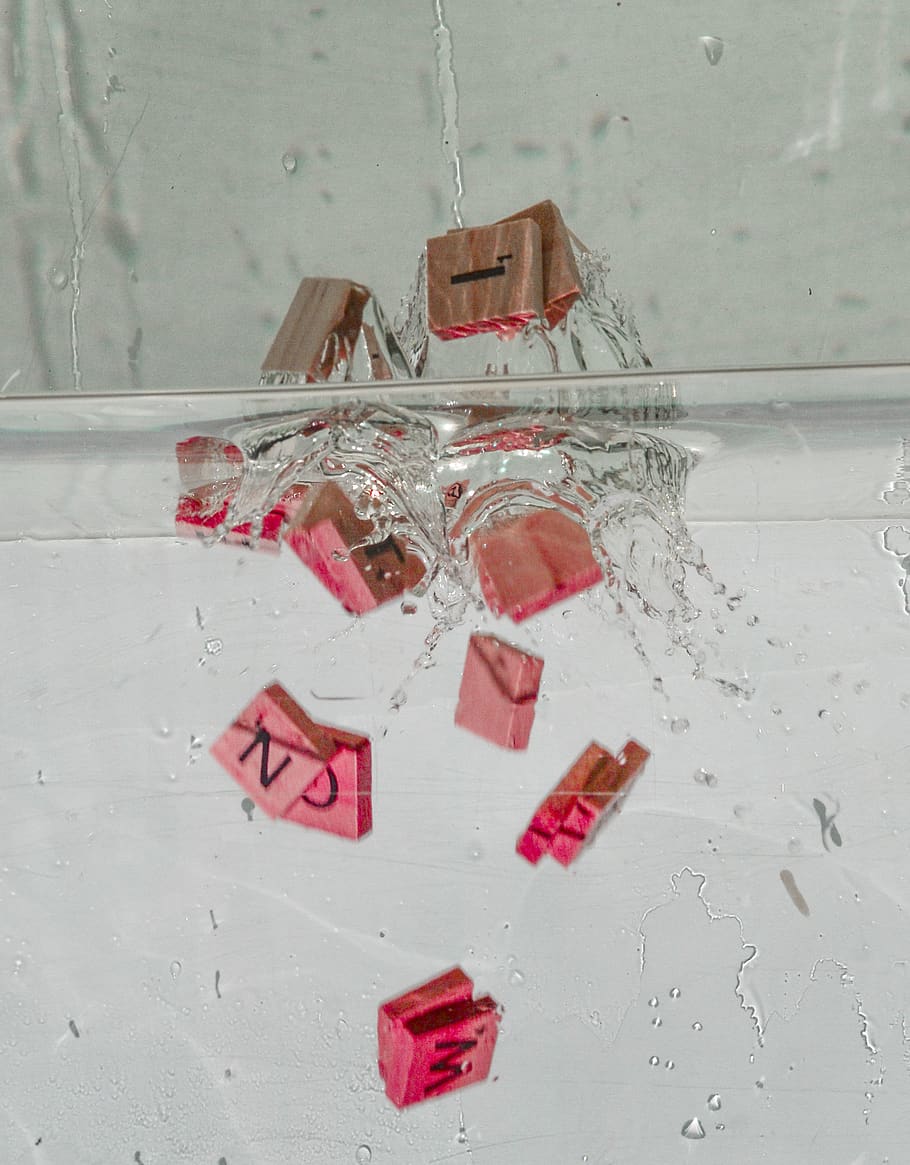 Scrabble Pieces In The Water, underwater, indoors, no people HD wallpaper