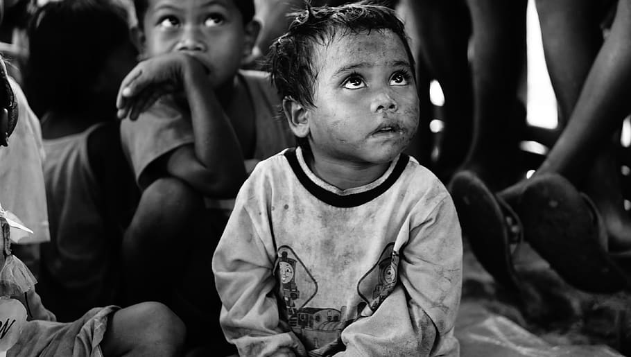 people, tribe, child, faith, innocence, black and white, philippines, HD wallpaper