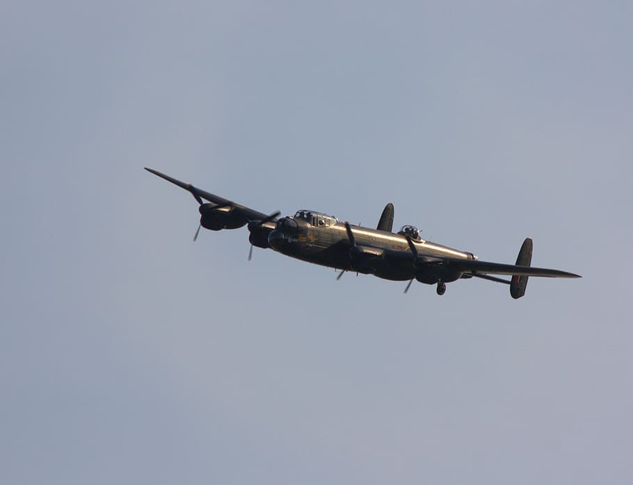 plane, flight, sky, airplane, lancaster, propeller, air vehicle HD wallpaper