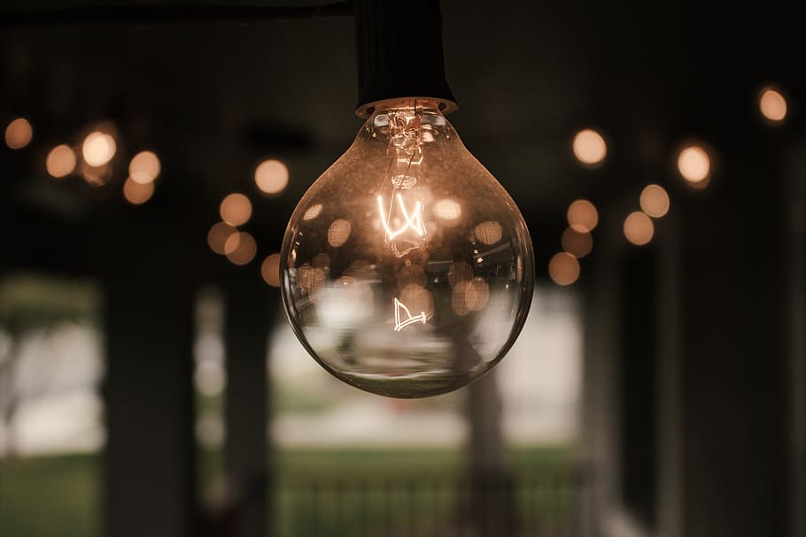 light bulb turned on, focus on foreground, transparent, lighting equipment HD wallpaper