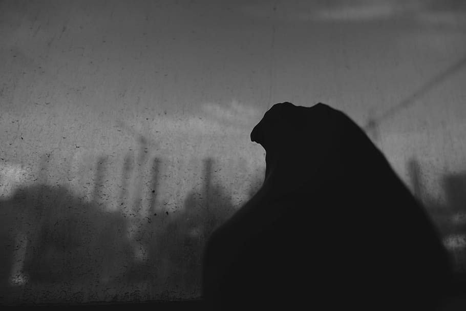 stone, sky, window, dirt, one animal, silhouette, one person HD wallpaper